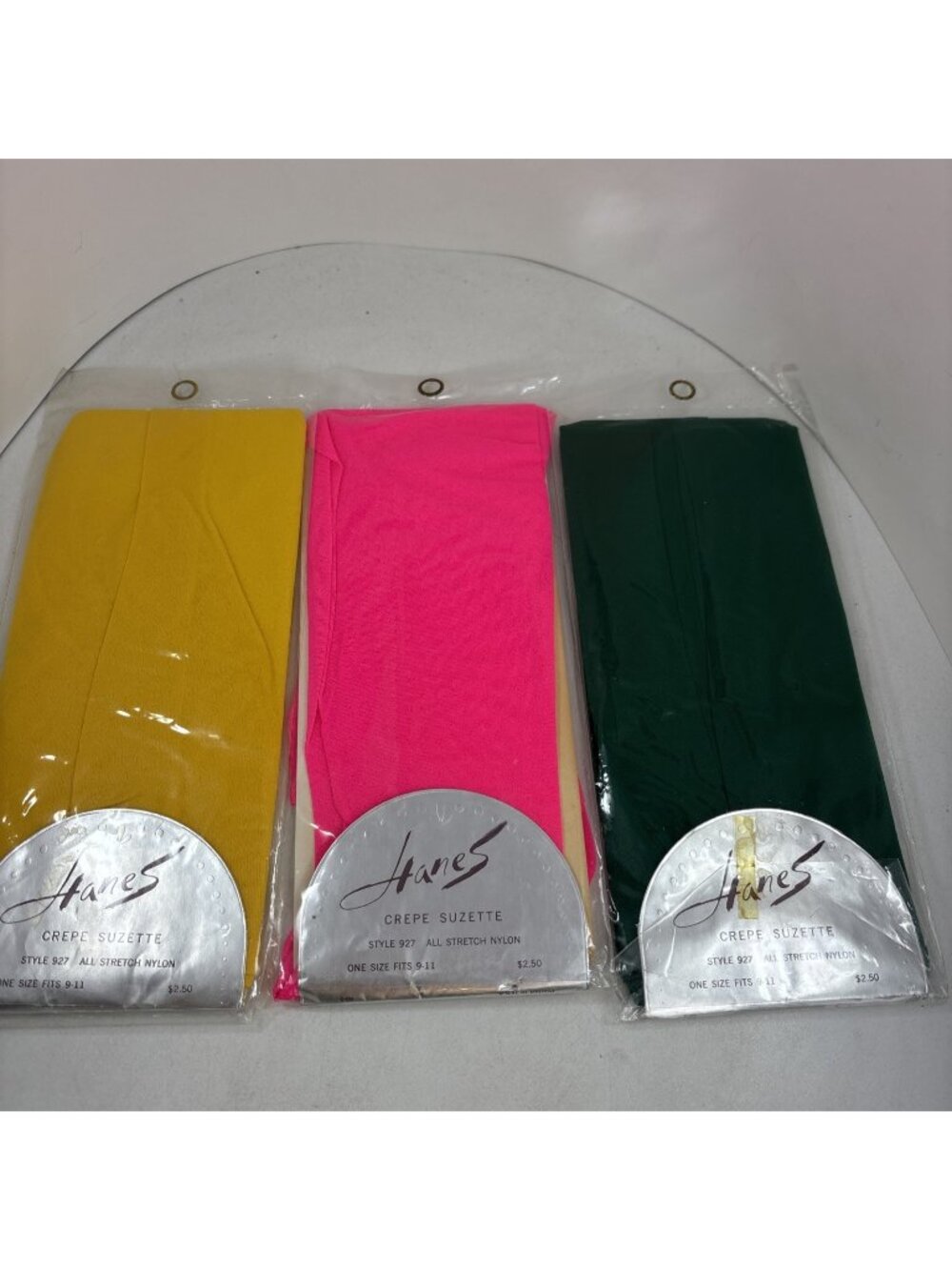 Vtg 60s Hanes Nylon Garter Stockings 3 Pair Thigh High Nylons NOS - multicolor